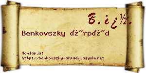 Benkovszky Árpád névjegykártya